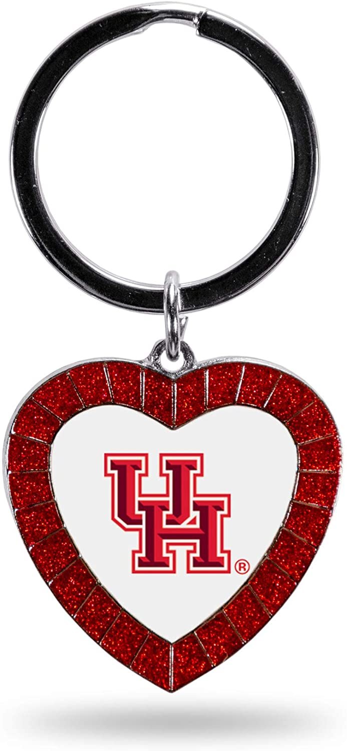 NCAA Houston Cougars NCAA Rhinestone Heart Colored Keychain, Red, 3-inches in length 1