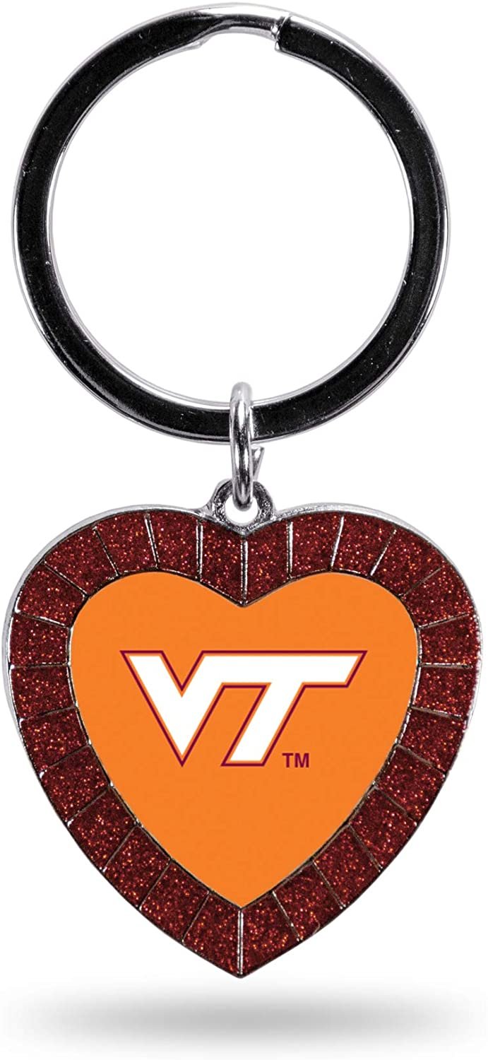 NCAA Virginia Tech Hokies NCAA Rhinestone Heart Colored Keychain, Maroon, 3-inches in length 1
