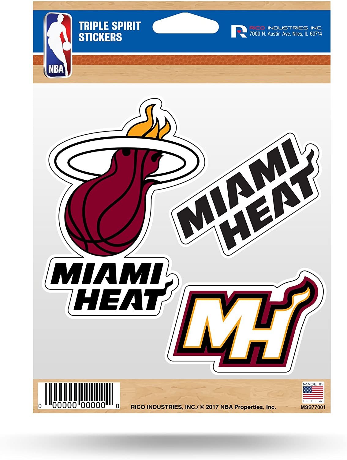 Miami Heat Die Cut 3-Piece Triple Spirit Sticker Sheet 1