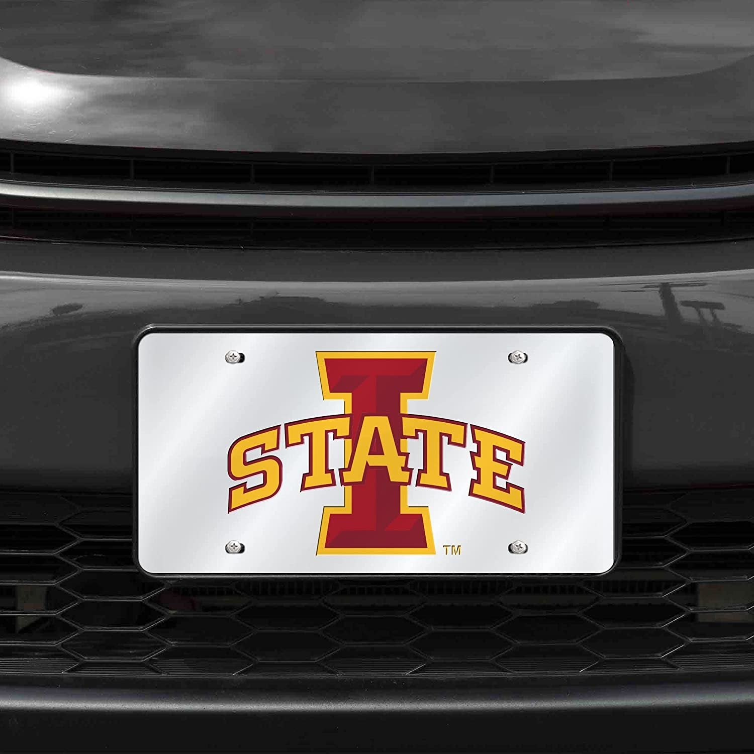 Iowa State University Cyclones Premium Laser Cut Tag License Plate, Mirrored Acrylic Inlaid, 12x6 Inch