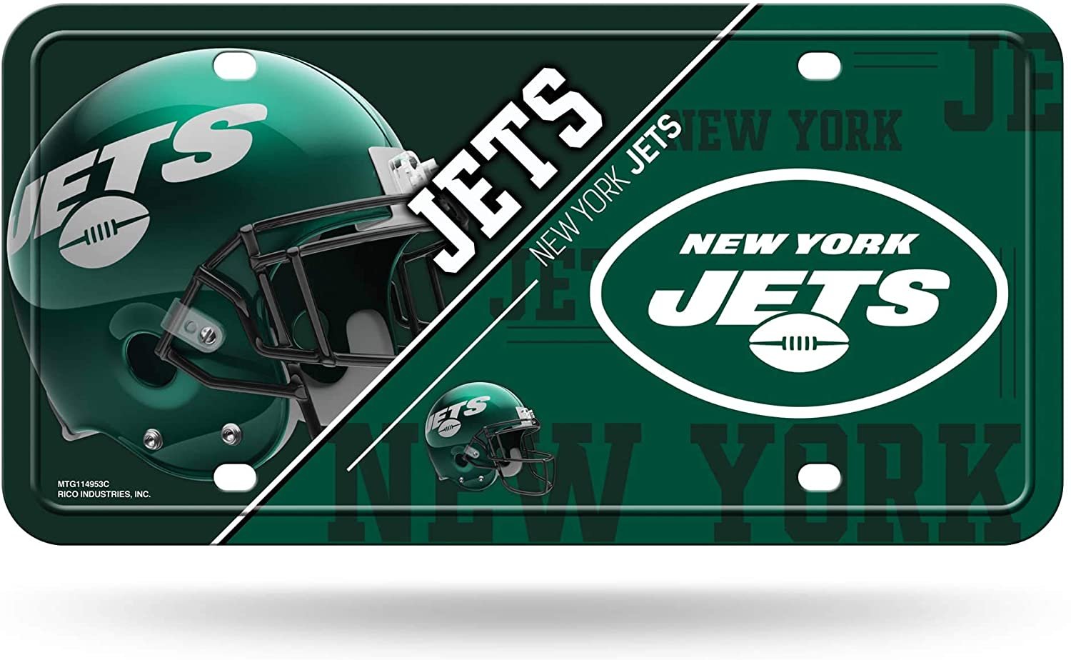 New York Jets Metal Auto Tag License Plate, Split Design, 12x6 Inch 1