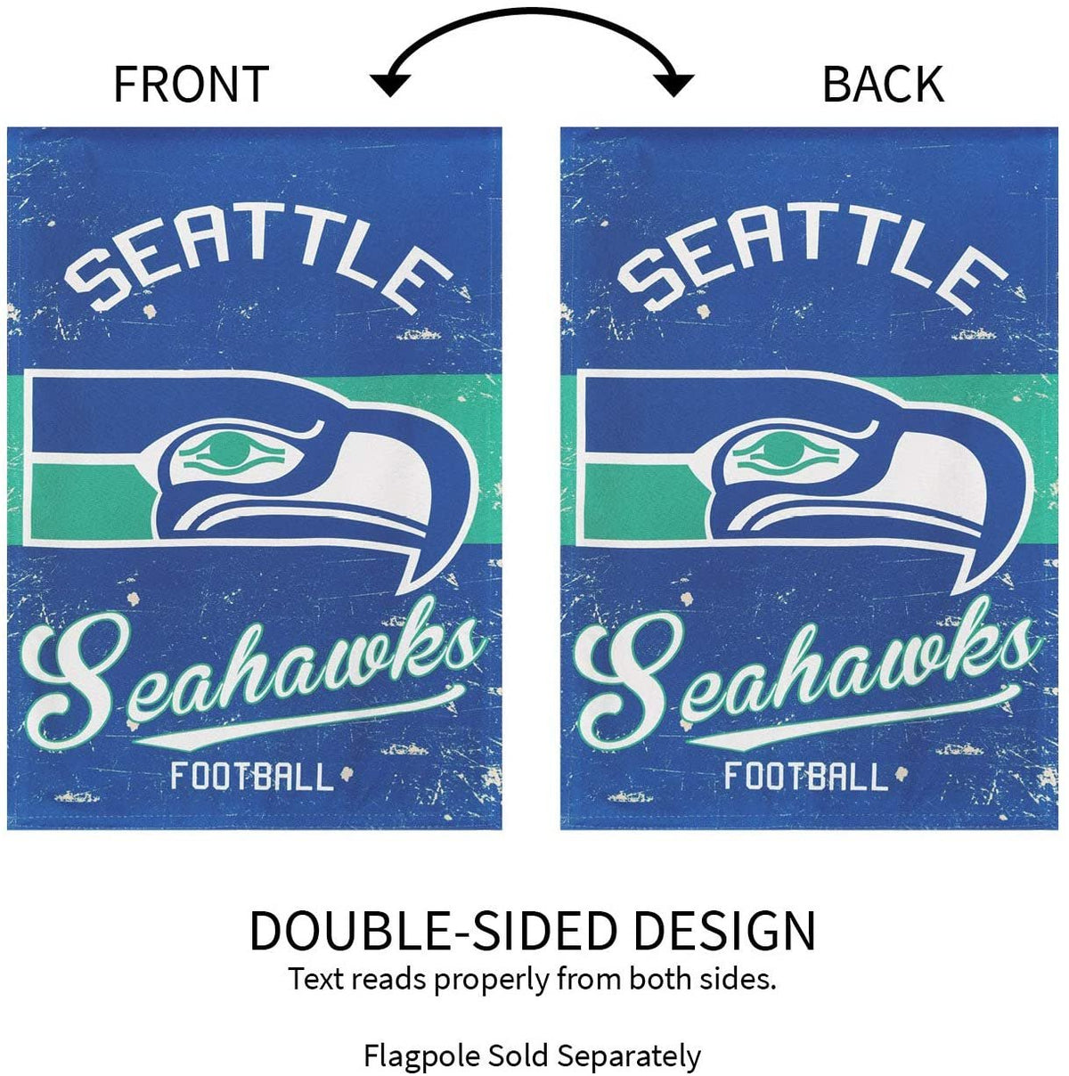 Seattle Seahawks House Banner Flag, Premium Double Sided, 28x44 Inch, Vintage Design, Linen, Indoor Outdoor 6