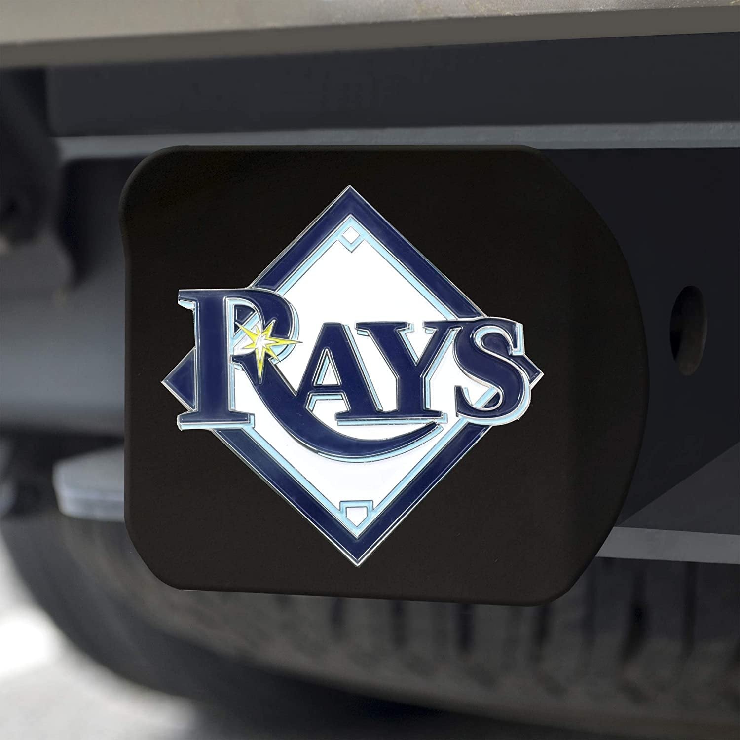 Tampa Bay Rays Hitch Cover Black Solid Metal with Raised Color Metal Emblem 2" Square Type III