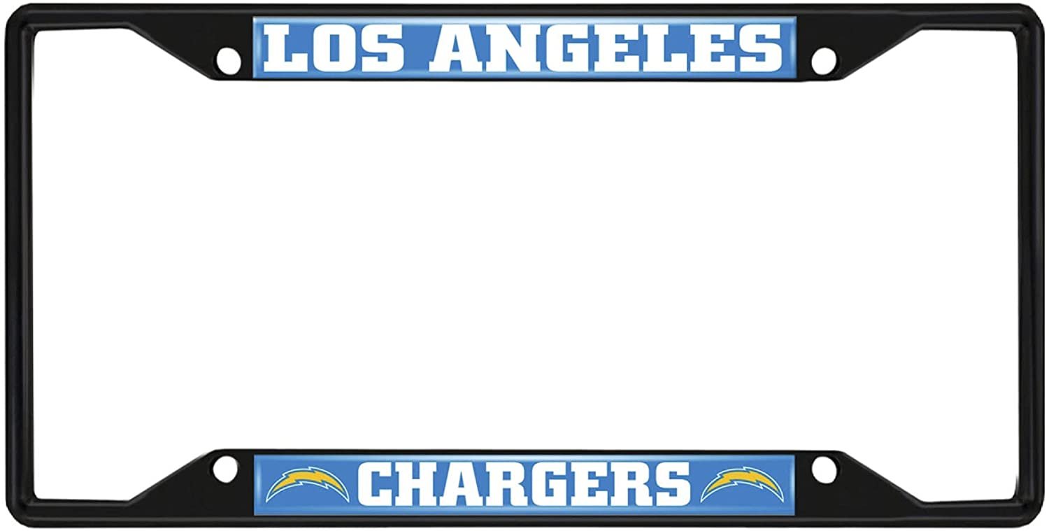 Los Angeles Chargers Black Metal License Plate Frame Tag Cover 12x6 Inch 1