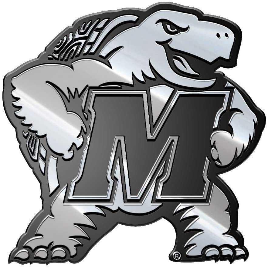 Maryland Terrapins Premium Solid Metal Auto Emblem Chrome 1