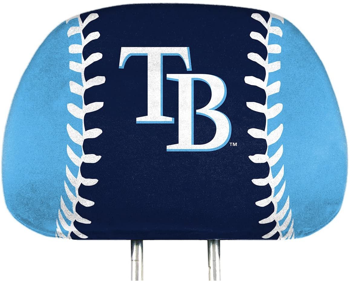 Tampa Bay Rays Pair of Premium Auto Head Rest Covers, Full Color Printed, Elastic, 14x10 Inch 1