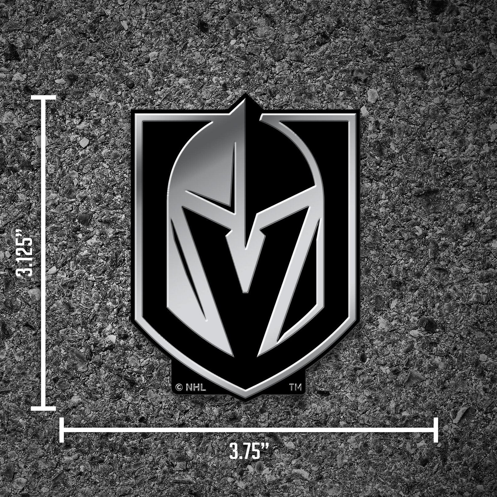 Vegas Golden Knights Auto Emblem, Silver Chrome Color, Raised Molded Plastic, 3.5 Inch, Adhesive Tape Backing 4