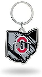 Ohio State University Buckeyes Metal Keychain State Shape Design