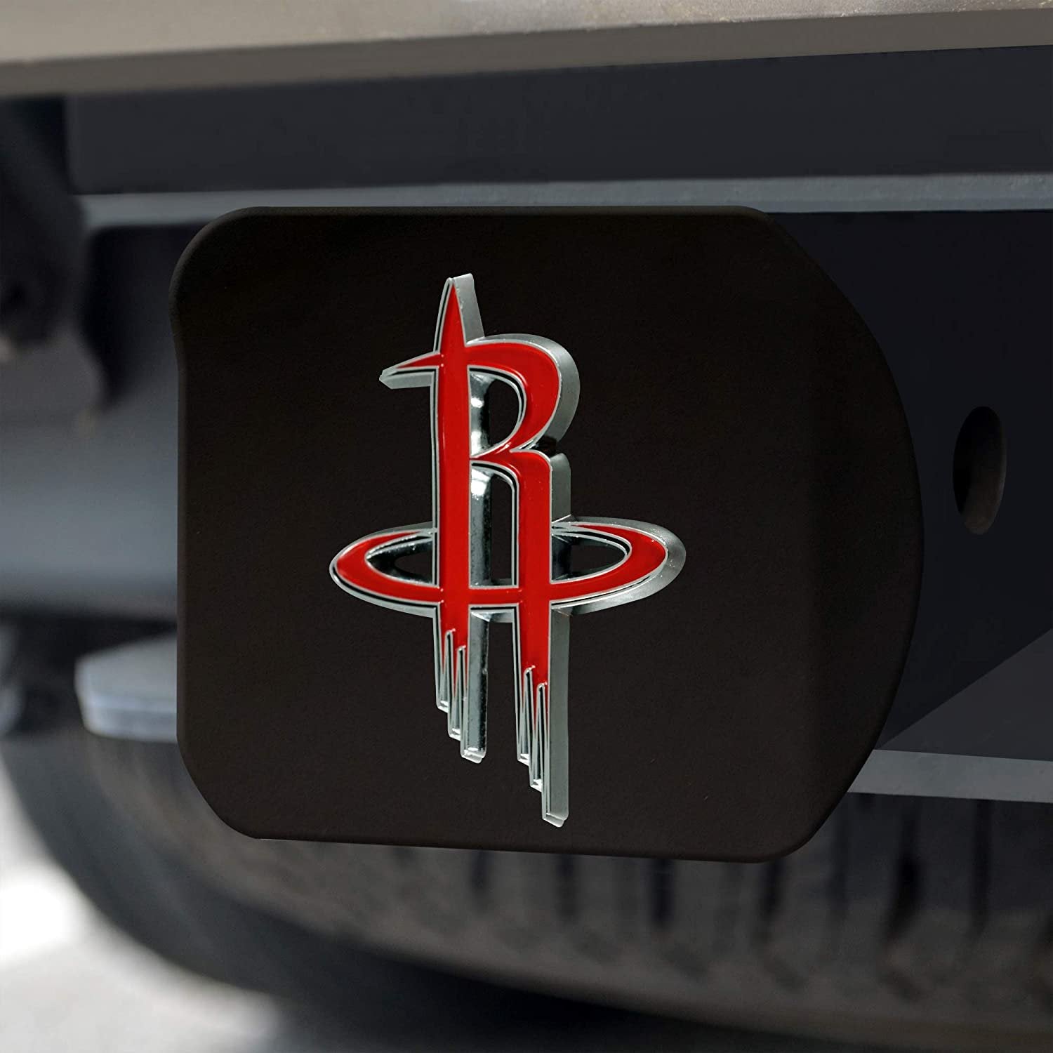 Houston Rockets Hitch Cover Black Solid Metal with Raised Color Metal Emblem 2" Square Type III