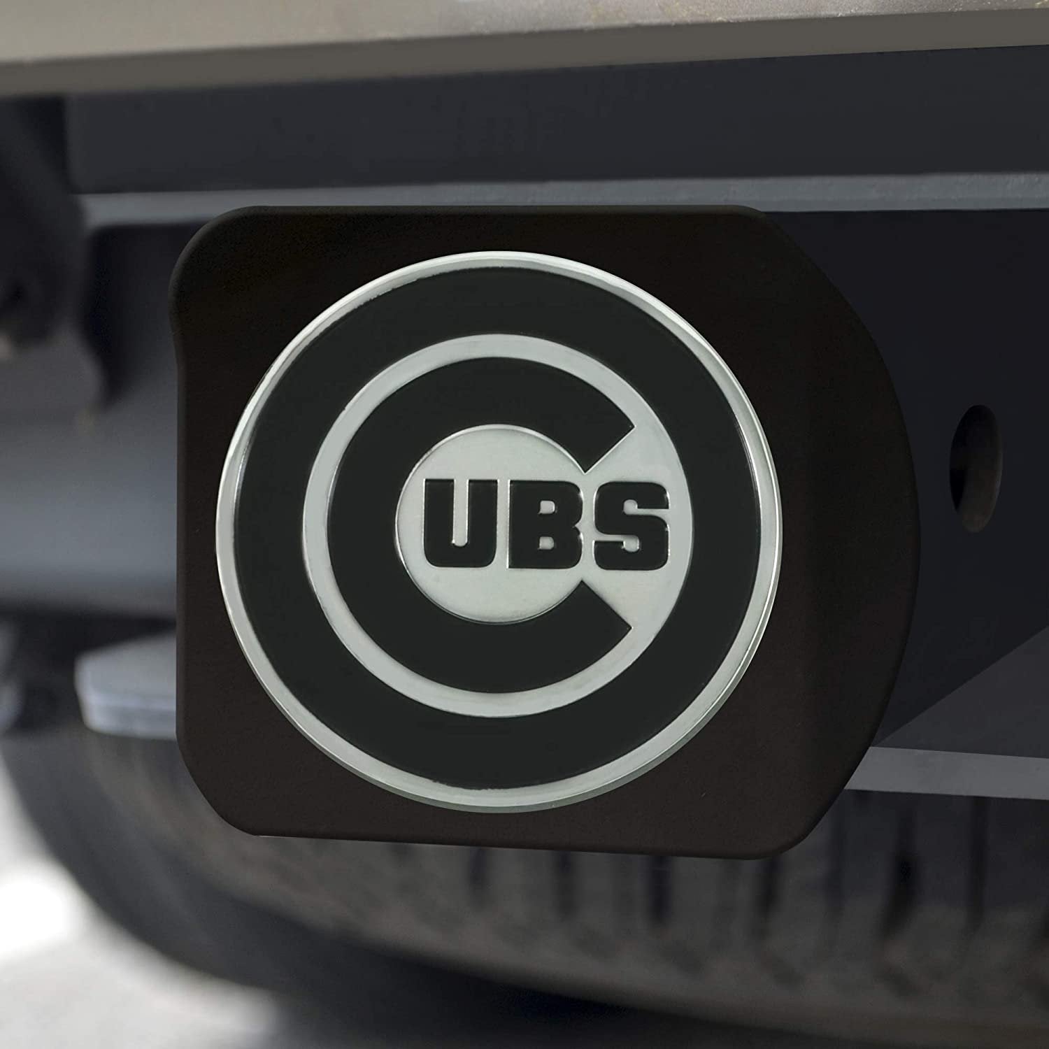 Chicago Cubs Solid Metal Hitch Cover, Black, 2" Square Type III Hitch Cover 2