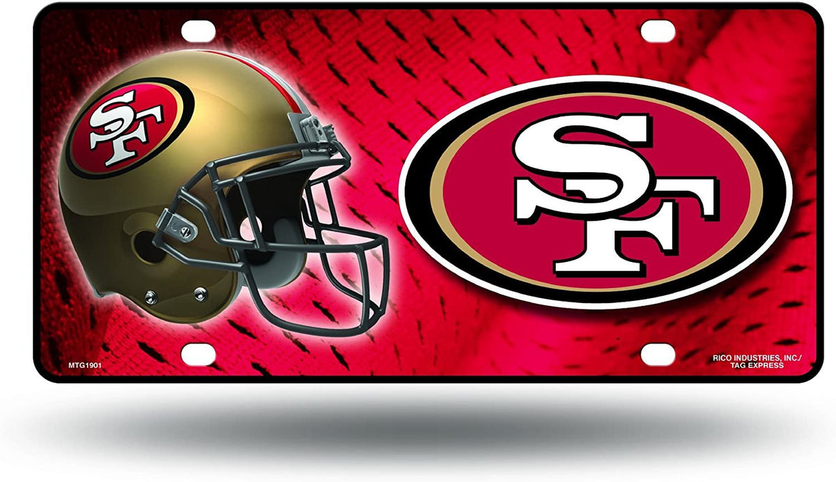San Francisco 49ers Metal Tag License Plate Helmet Design 6x12 Inch
