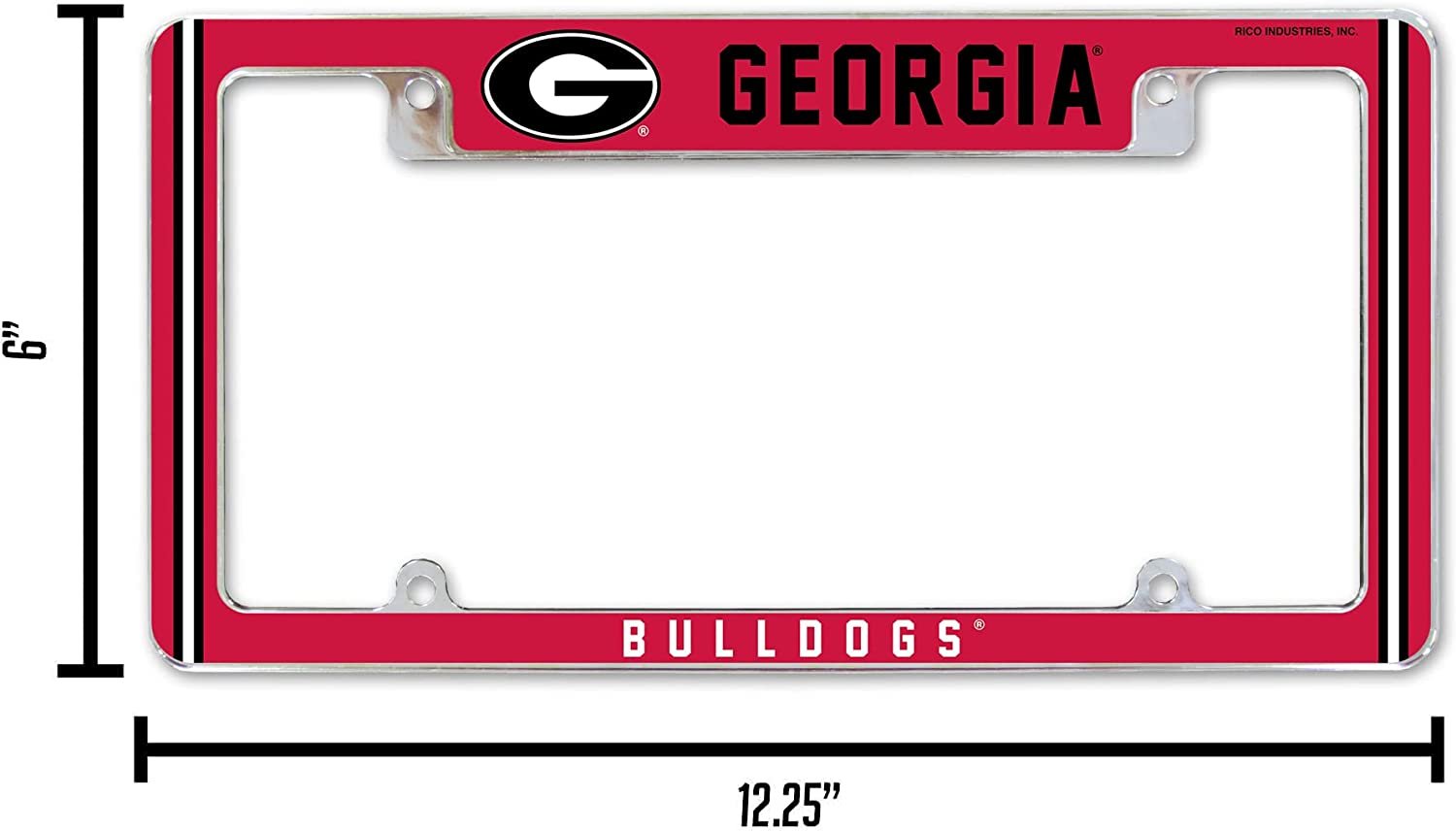 University of Georgia Bulldogs Metal License Plate Frame Chrome Tag Cover Alternate Design 6x12 Inch 4
