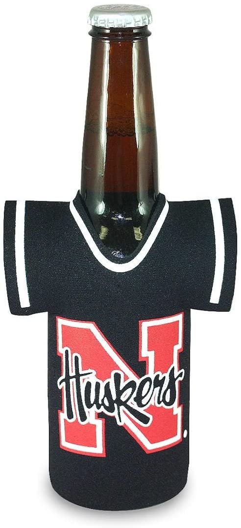 University of Nebraska Cornhsukers 16oz Drink Bottle Cooler Insulated Neoprene Beverage Holder, Team Jersey Design 1