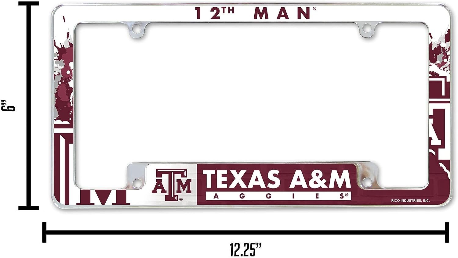 Texas A&M University Aggies Metal License Plate Frame Chrome Tag Cover 12x6 Inch Carbon Fiber Design 4