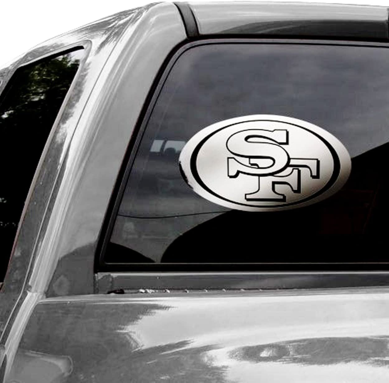 San Francisco 49ers 12 Inch Decal Sticker, Metallic Chrome Shimmer Design 2