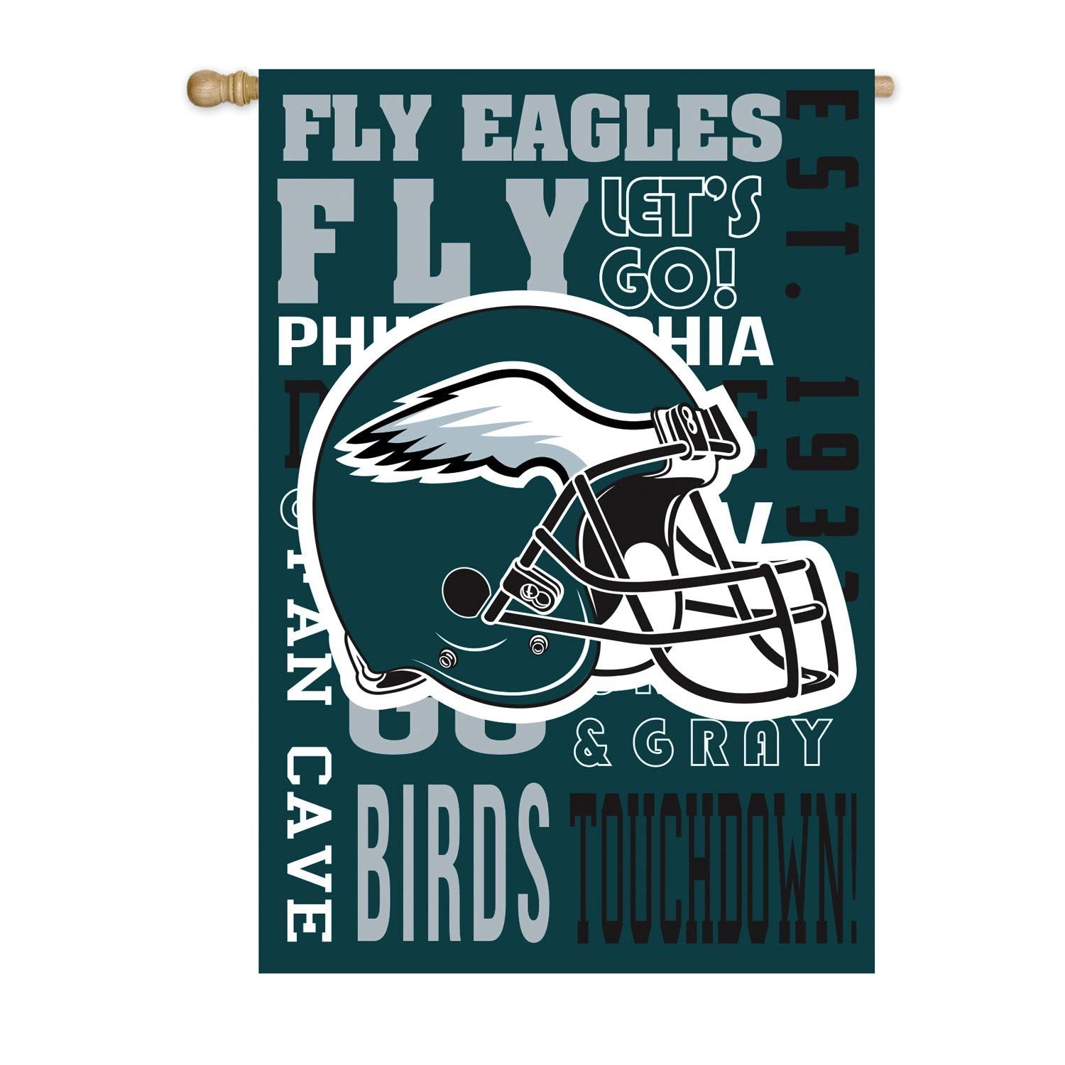Philadelphia Eagles Premium Double Sided House Flag Banner, Fan Rules Design, 28x44 Inch, Display Pole Sold Seperately, Officially Licensed 3