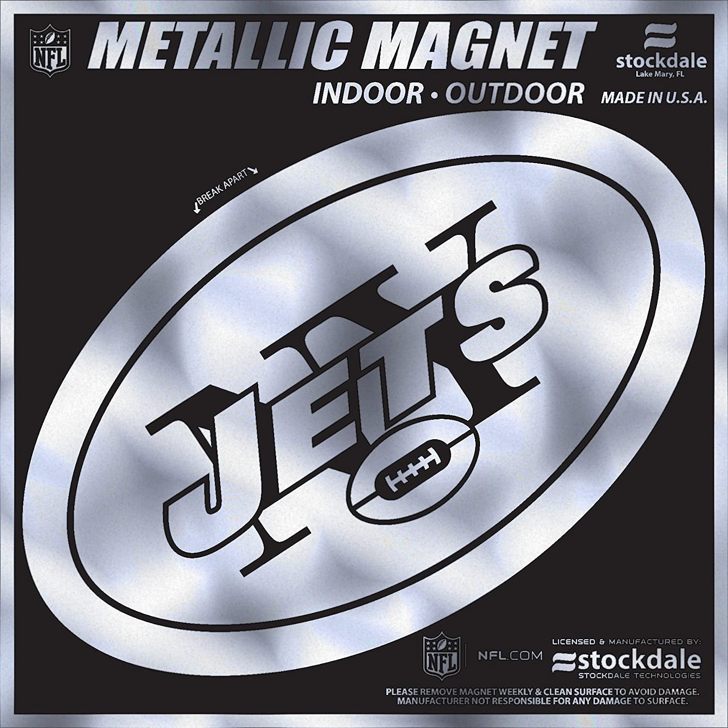 New York Jets 12 Inch Magnet, Metallic Chrome Shimmer Design, Vinyl Die Cut, Auto Home Heavy Duty 1