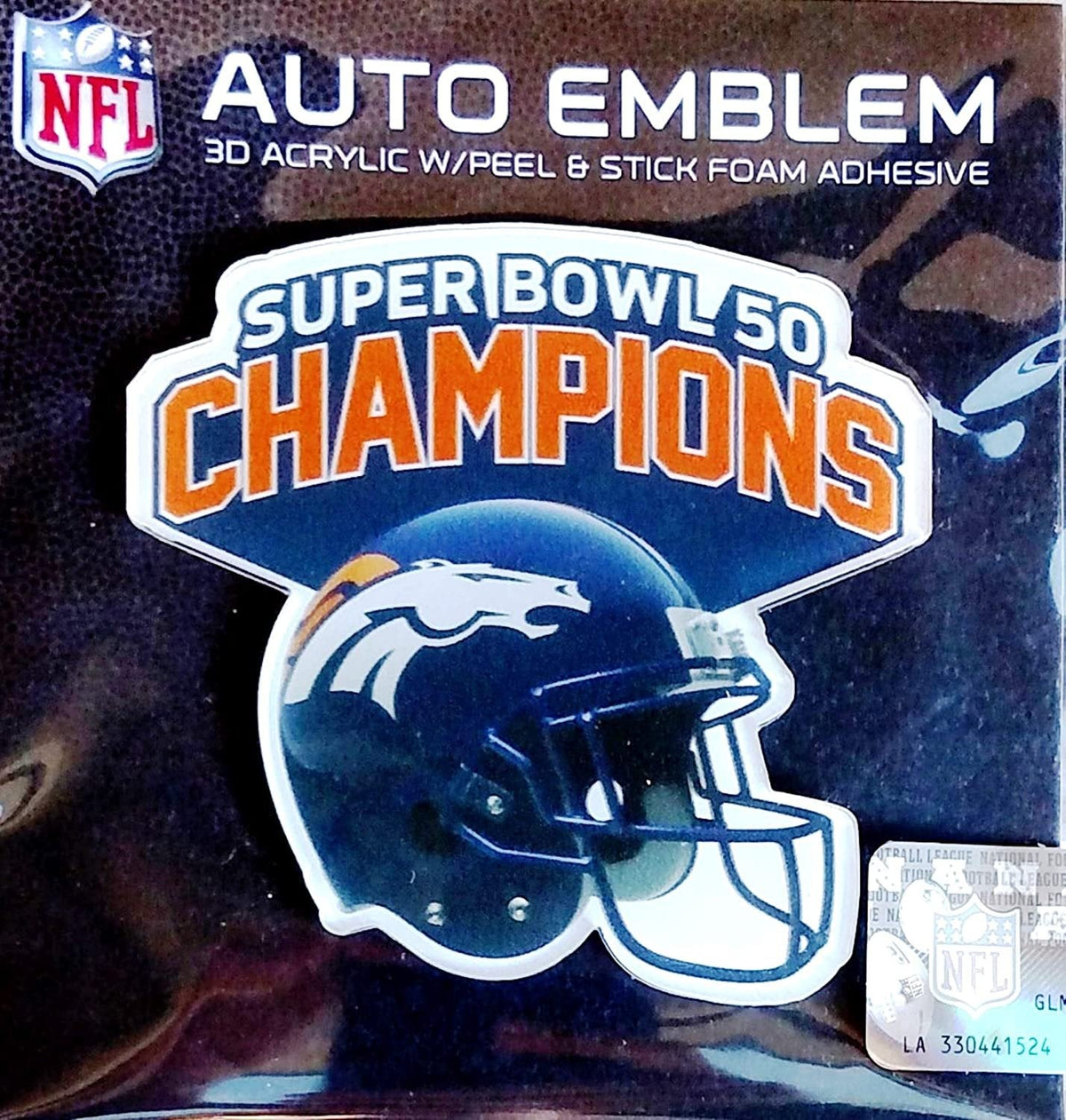 Rico Industries, Inc. Broncos Auto Emblem Super Bowl 50 Champions Premium Acrylic Raised Decal Football 1