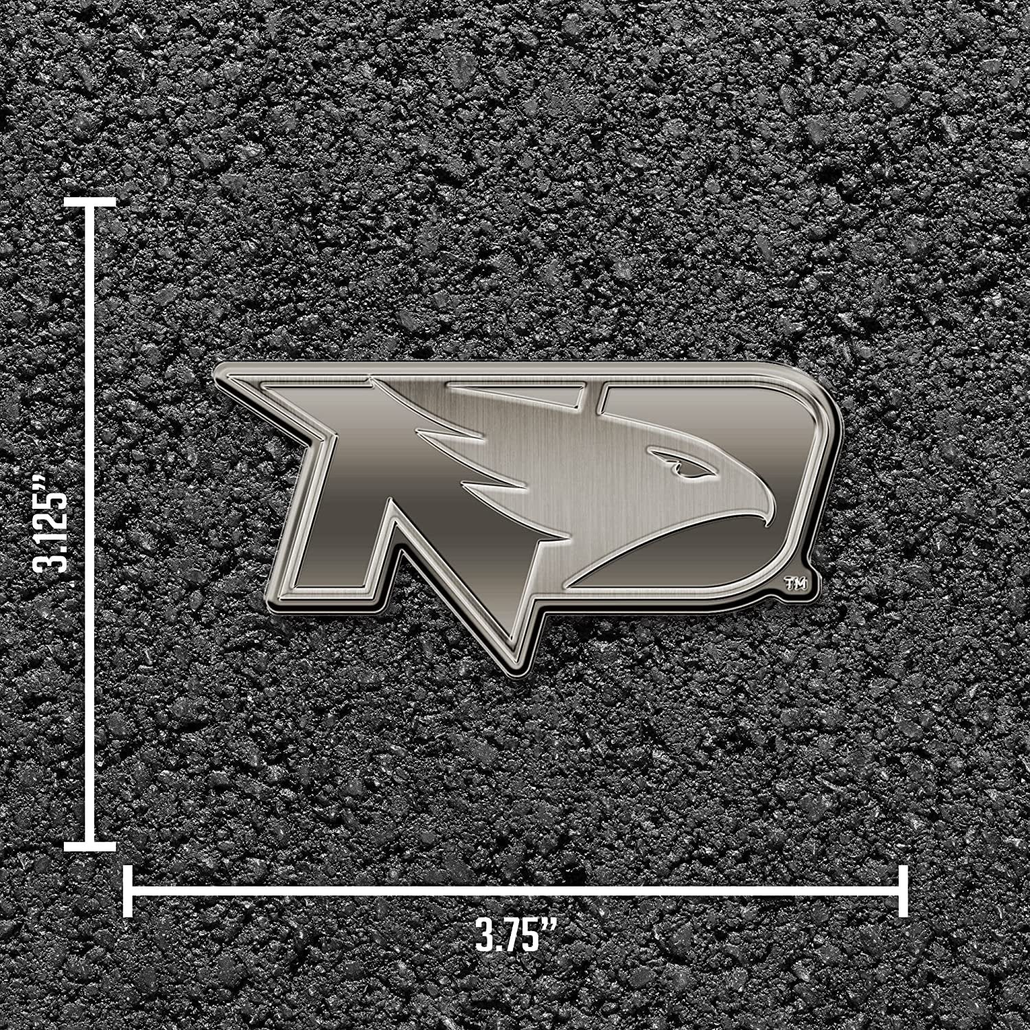 University of North Dakota Fighting Hawks Solid Metal Auto Emblem Antique Nickel for Car/Truck/SUV 4