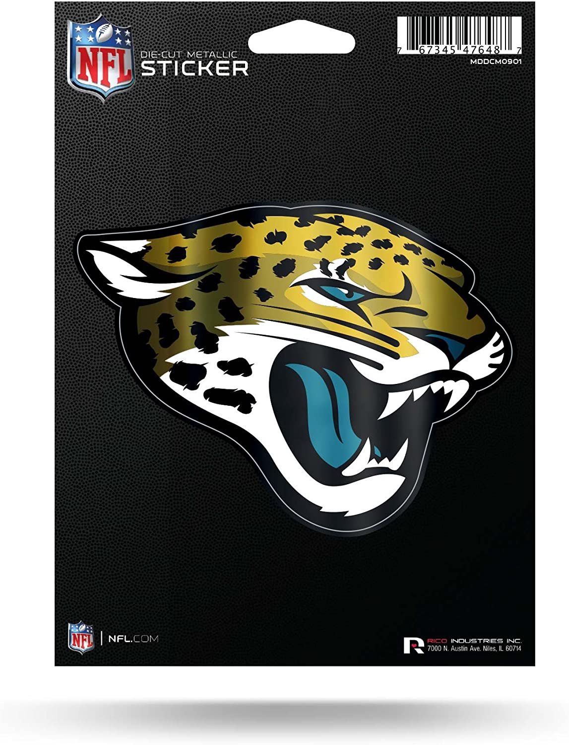 Jacksonville Jaguars 5 Inch Die Cut Flat Vinyl Decal Sticker Chrome Metallic Shimmer Design Adhesive Backing 1