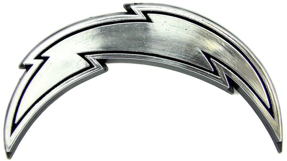 Los Angeles Chargers Auto Emblem, Plastic Molded, Silver Chrome Color, Raised 3D Effect, Adhesive Backing 1