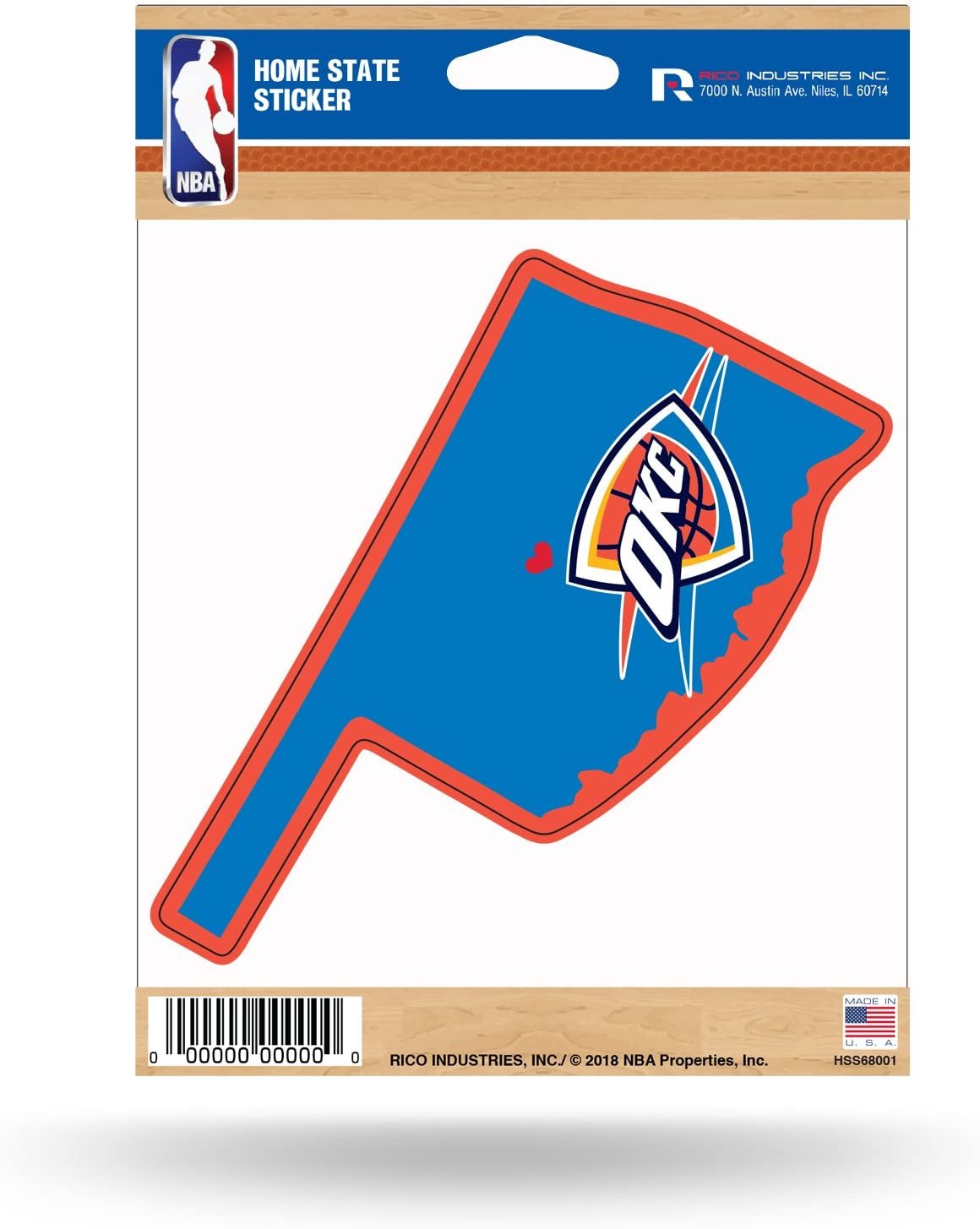 Oklahoma City Thunder 5 Inch Sticker Decal, Home State Design, Flat Vinyl, Full Adhesive Backing