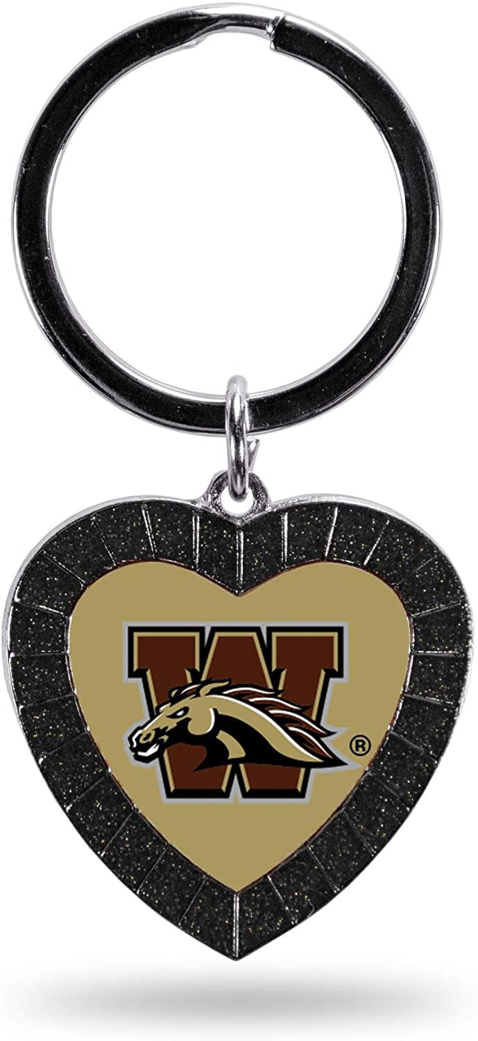 NCAA Western Michigan Broncos NCAA Rhinestone Heart Colored Keychain, Black, 3-inches in length