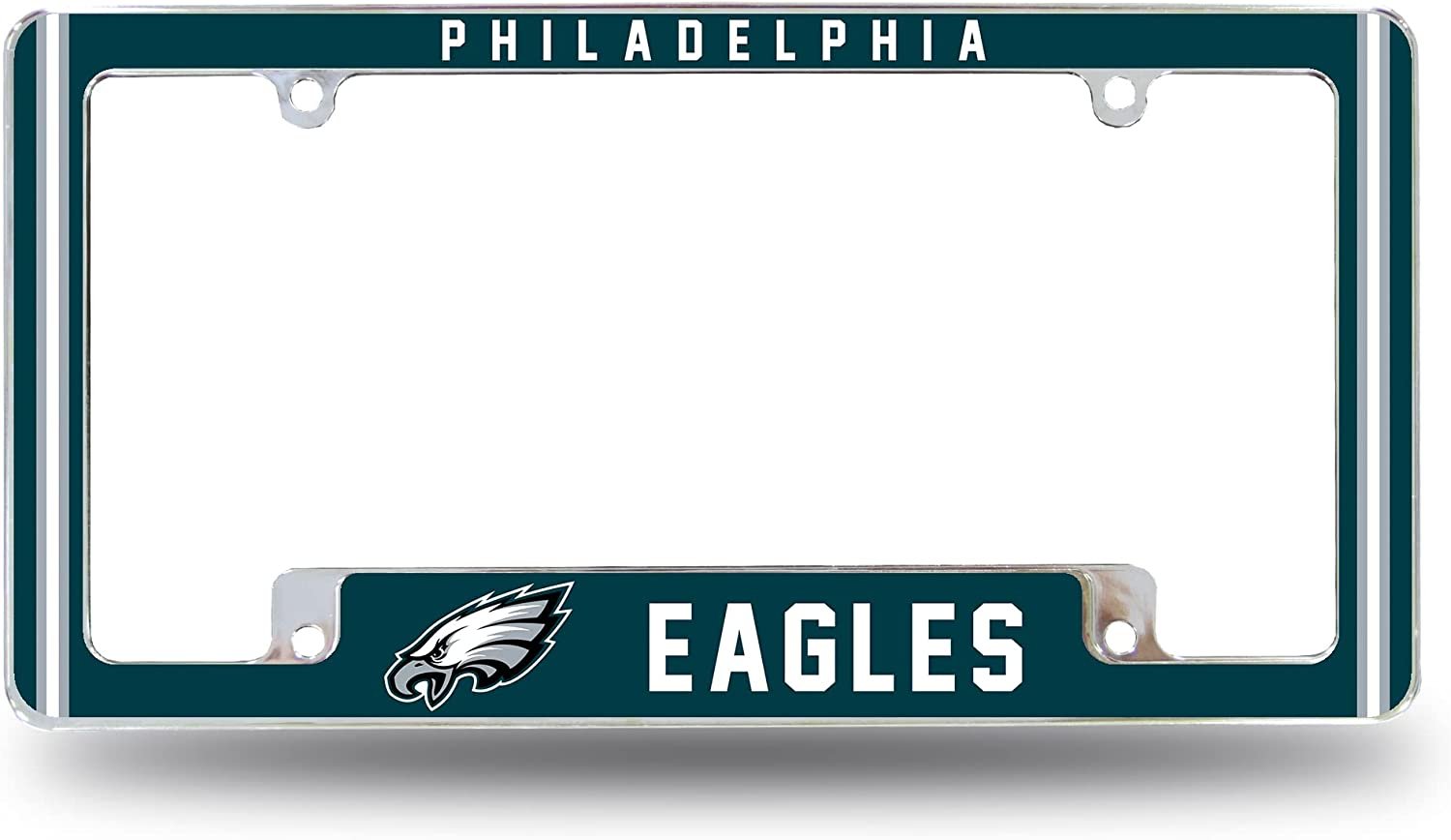 Philadelphia Eagles Metal License Plate Frame Chrome Tag Cover Alternate Design 6x12 Inch 1