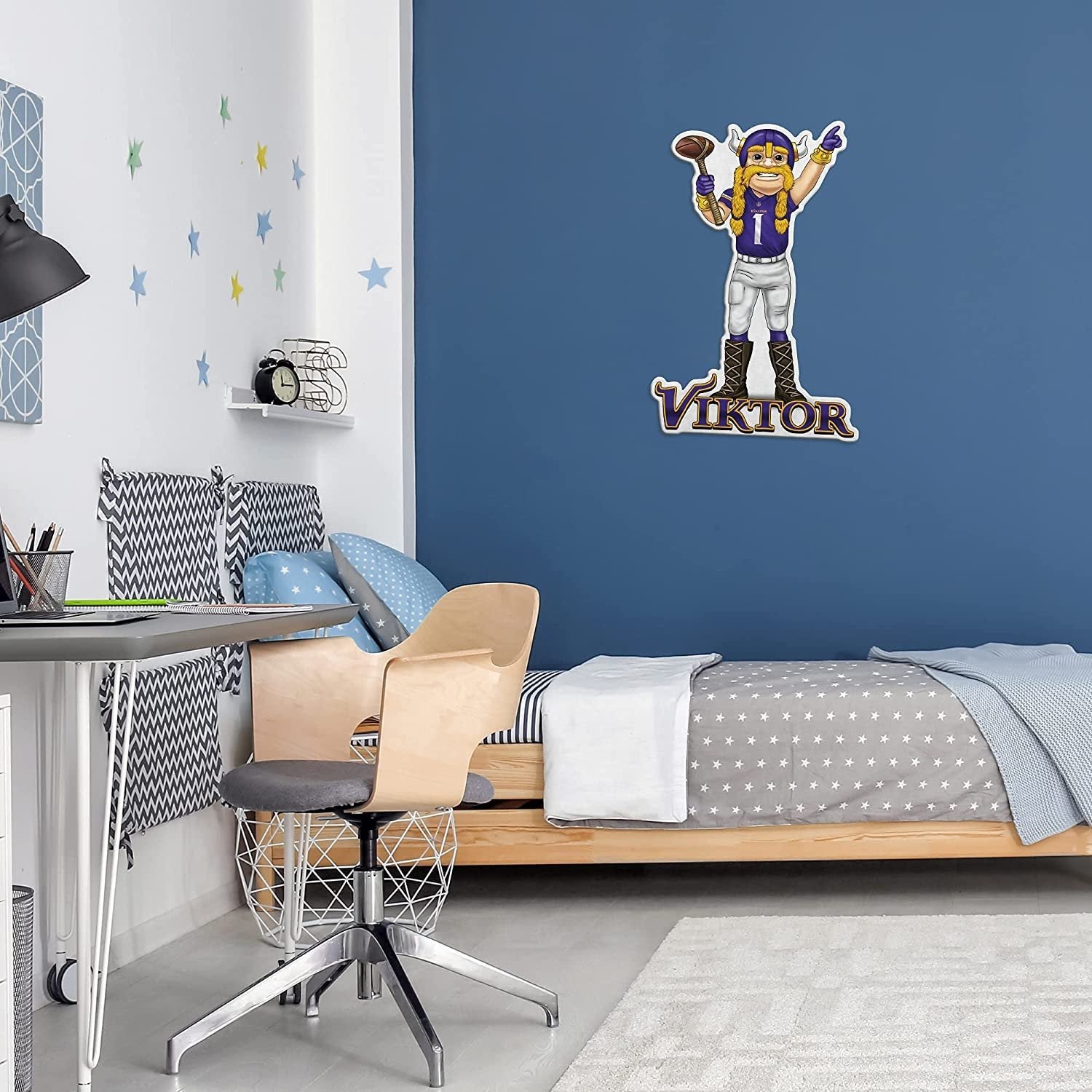 Minnesota Vikings Soft Felt Pennant, Mascot Design, Shape Cut, 18 Inch, Easy To Hang