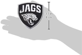 Jacksonville Jaguars Silver Chrome Color Auto Emblem Molded Raised Adhesive Tape Backing 2