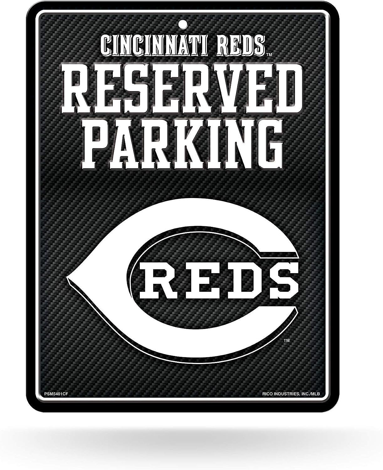 Cincinnati Reds Metal Parking Novelty Wall Sign 8.5 x 11 Inch Carbon Fiber Design 1