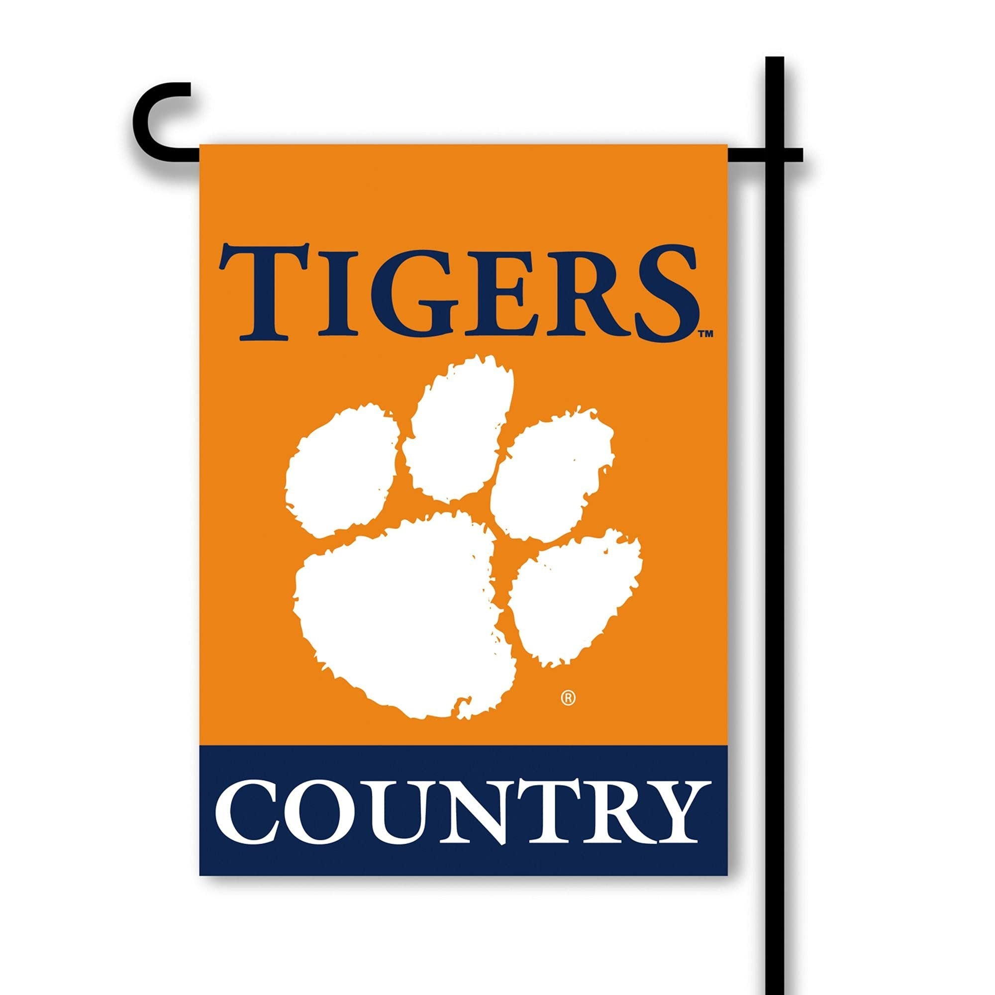 BSI PRODUCTS - Clemson Tigers 2-Sided Country Garden Flag - Includes Plastic Pole with Suction Cups - CLEM Football Pride - High Durability - Designed for Indoor & Outdoor Use - Great Gift Idea, White, One Size (83225) 1
