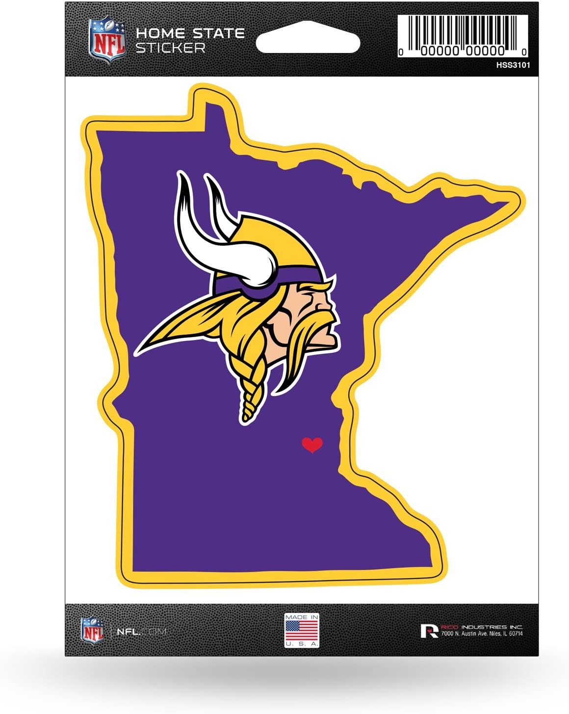 Minnesota Vikings 5 Inch Sticker Decal, Home State Design, Flat Vinyl, Full Adhesive Backing 1