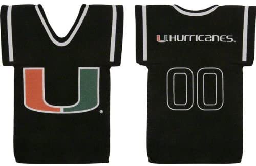 University of Miami Hurricanes 16oz Drink Bottle Cooler Insulated Neoprene Beverage Holder, Team Jersey Design 1