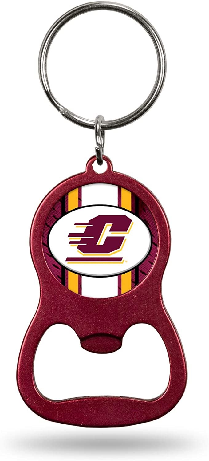Central Michigan University Chippewas Premium Solid Metal Bottle Opener Keychain, Key Ring, Team Color 1
