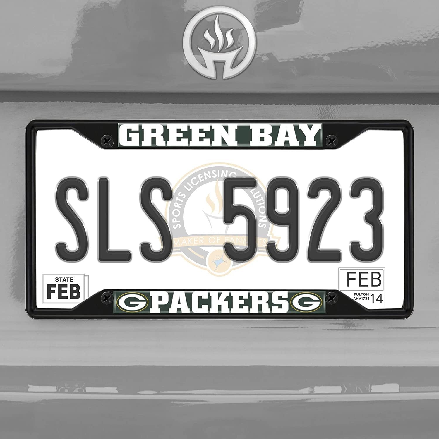 FANMATS 31356 Green Bay Packers Metal License Plate Frame Black Finish