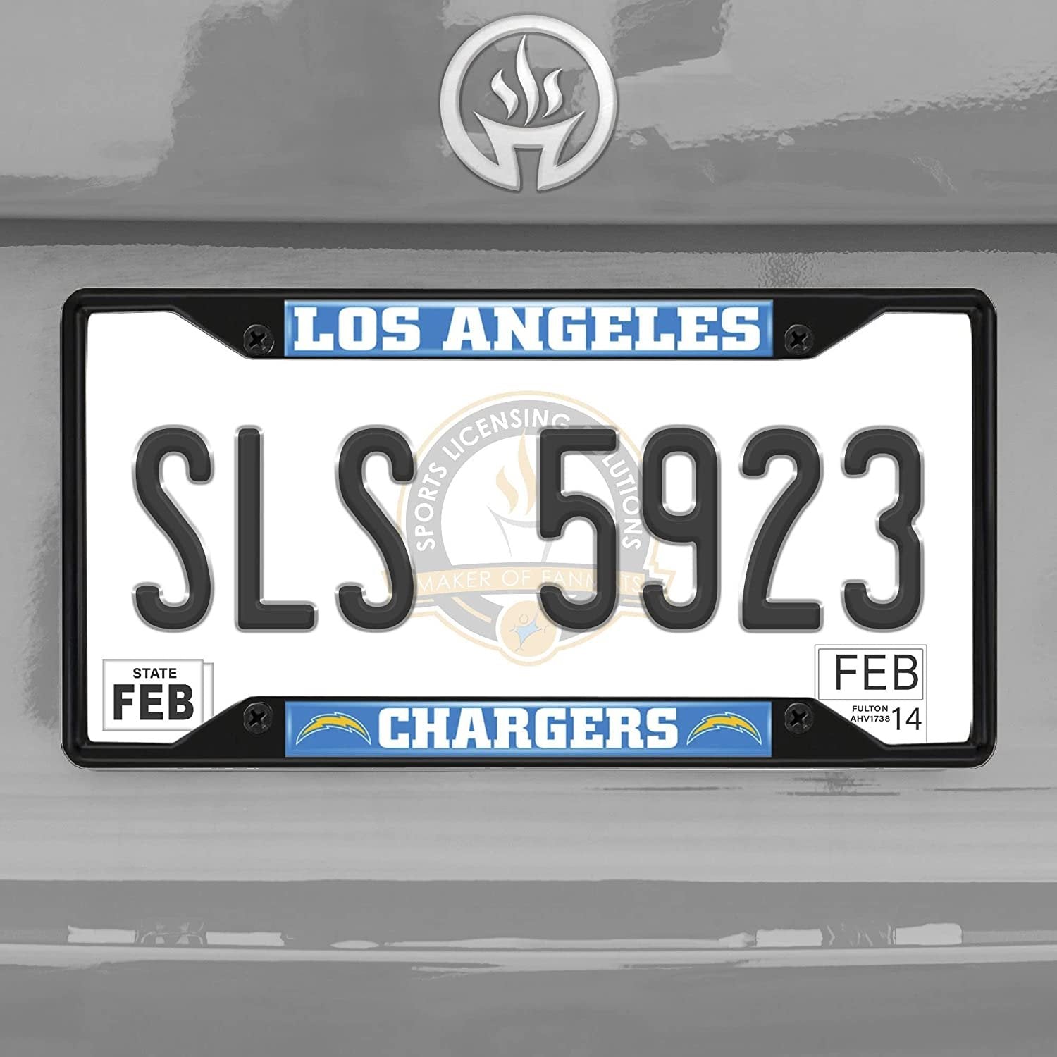 Los Angeles Chargers Black Metal License Plate Frame Tag Cover 12x6 Inch 2