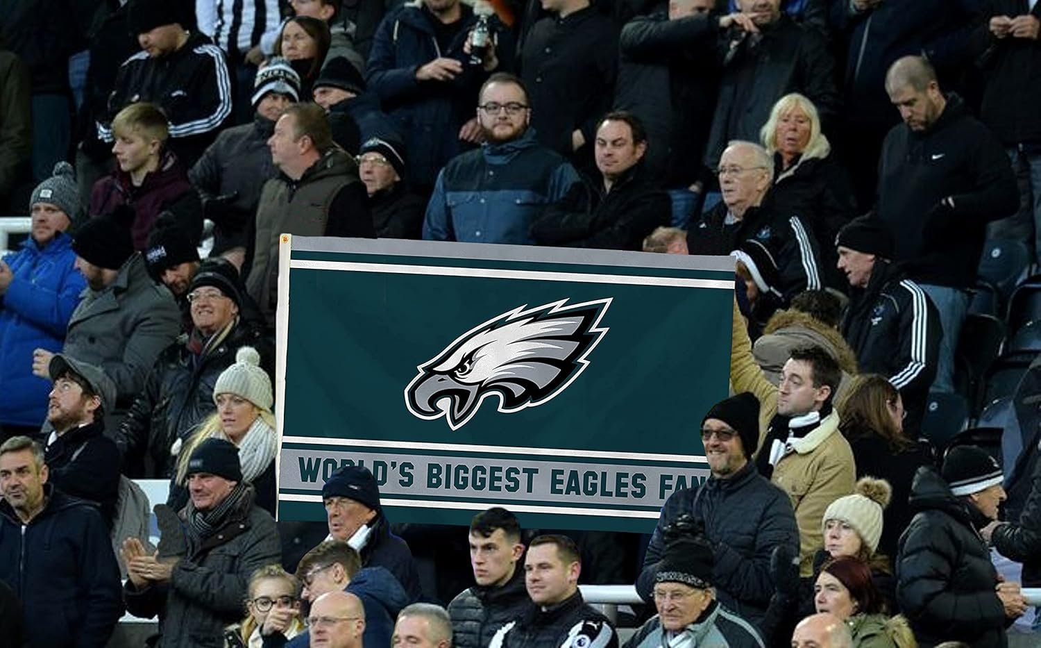Philadelphia Eagles 3x5 Feet Flag Banner, World's Biggest Fan, Metal Grommets, Single Sided, Indoor or Outdoor Use 3