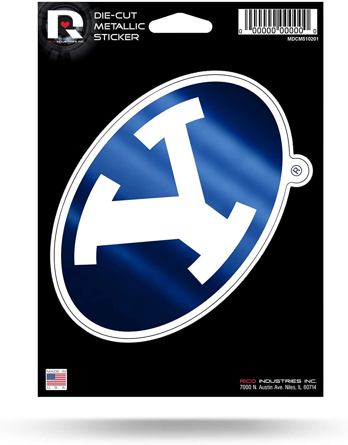 Brigham Young Cougars BYU 5 Inch Die Cut Decal Sticker, Metallic Shimmer Design, Full Adhesive Backing