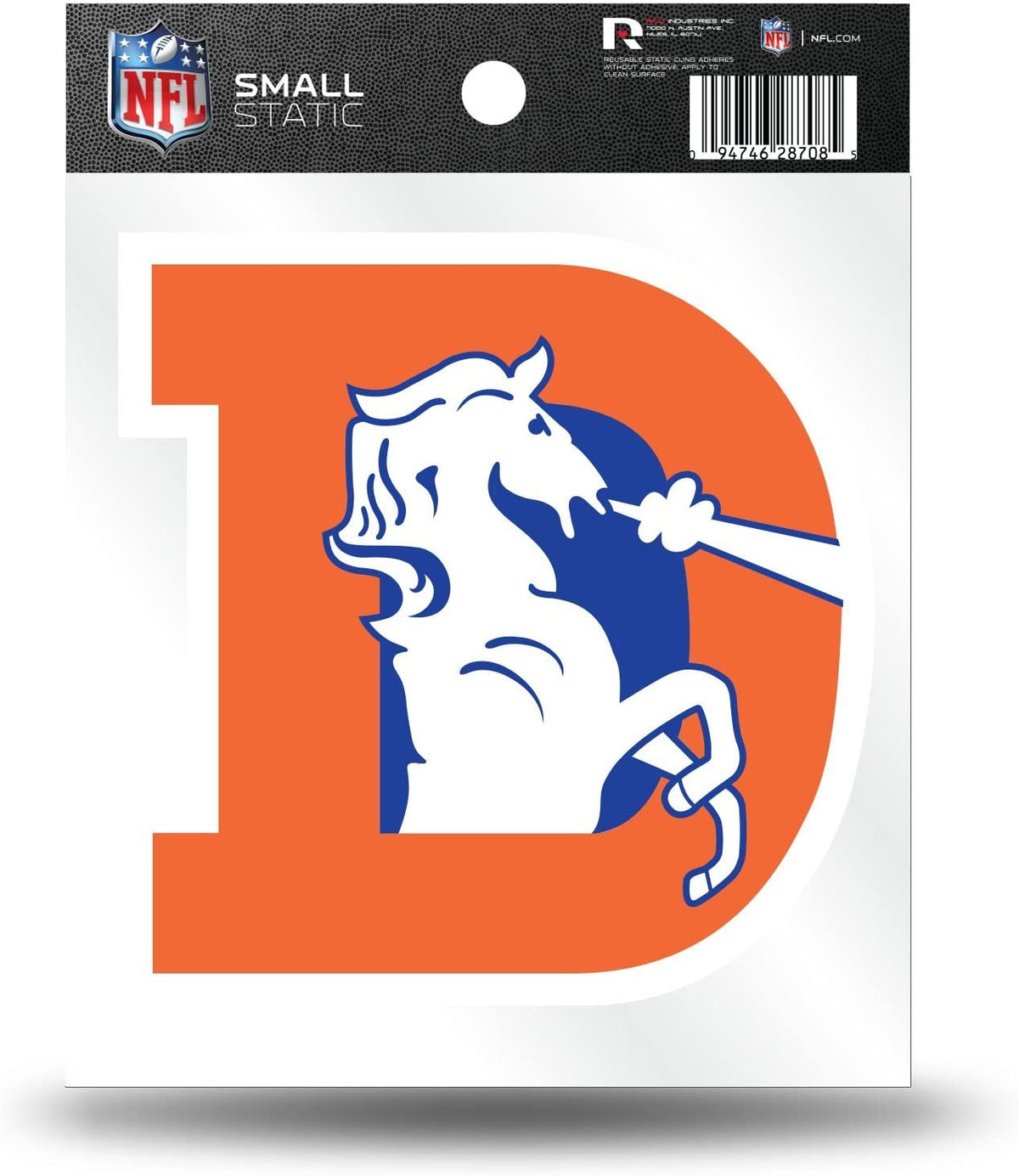 Denver Broncos 3 Inch Flat Static Cling Decal Retro Logo 1