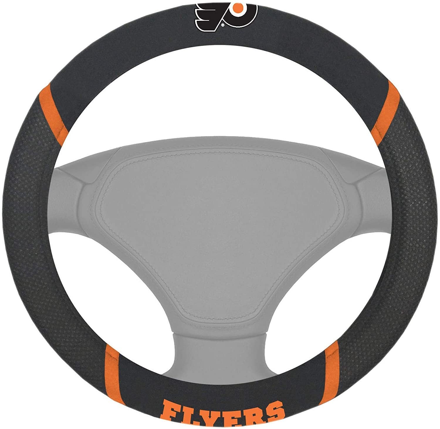 Philadelphia Flyers Steering Wheel Cover Premium Embroidered Black 15 Inch