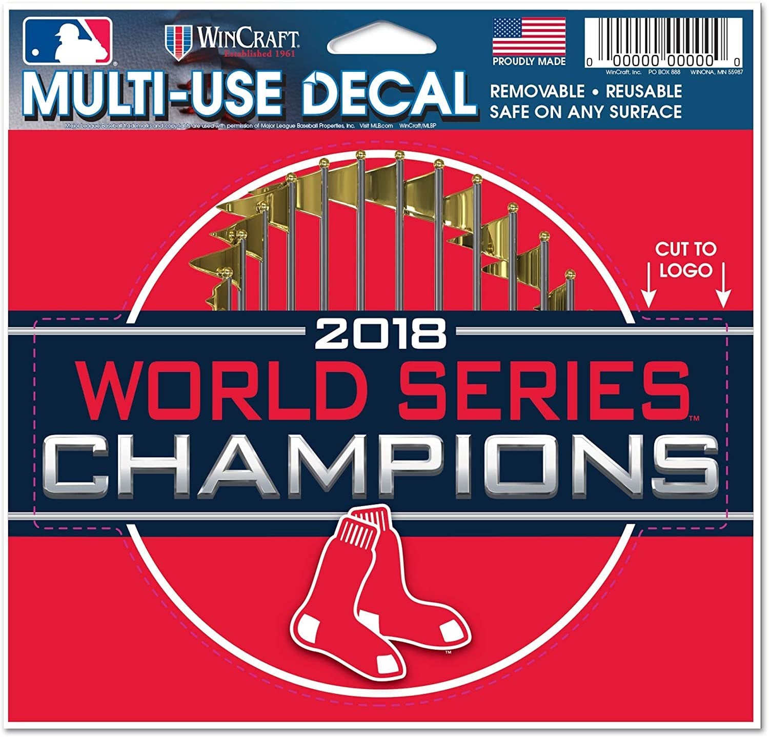 Boston Red Sox 2018 World Series Champions 5 Inch Die Cut Decal Sticker, Full Adhesive Backing 1