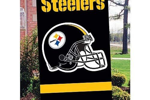 Pittsburgh Steelers Premium Double Sided Banner Flag, Applique Embroidered, 28x44 Inches, Helmet Design 3