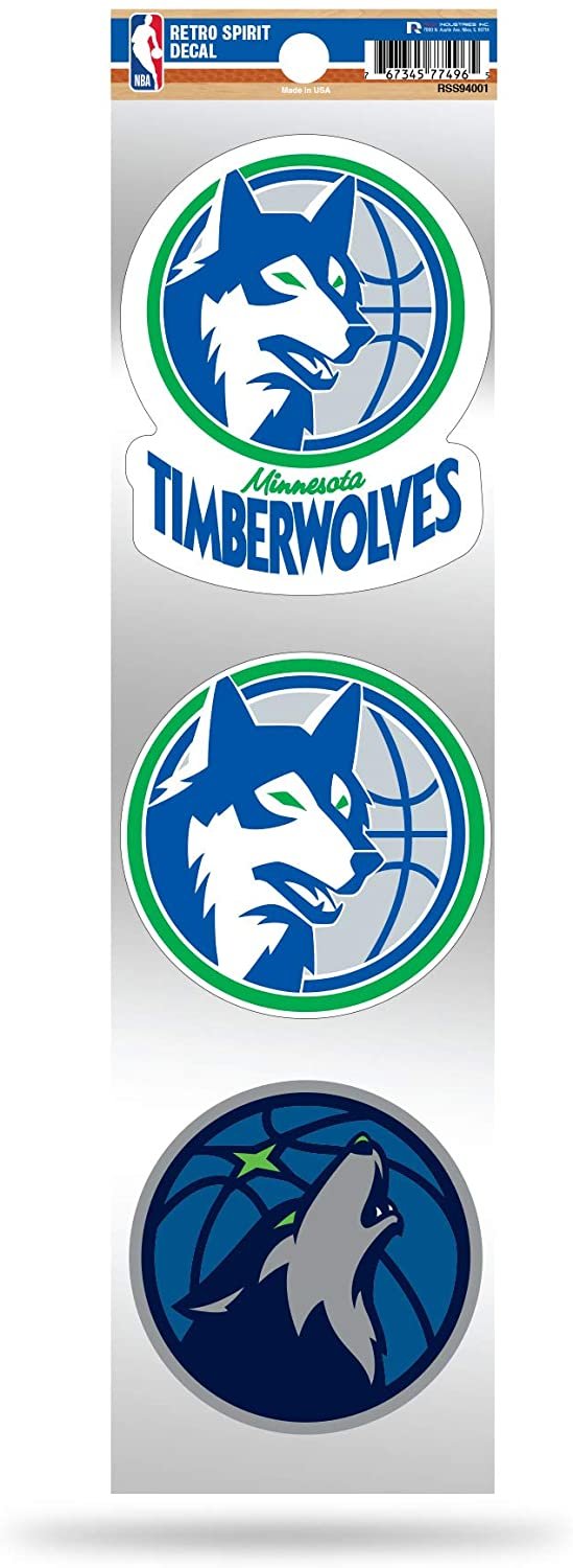 NBA Minnesota Timberwolves NBA 3-Piece Retro Spirit Decals, Team Color, Size of individual decals will vary 1