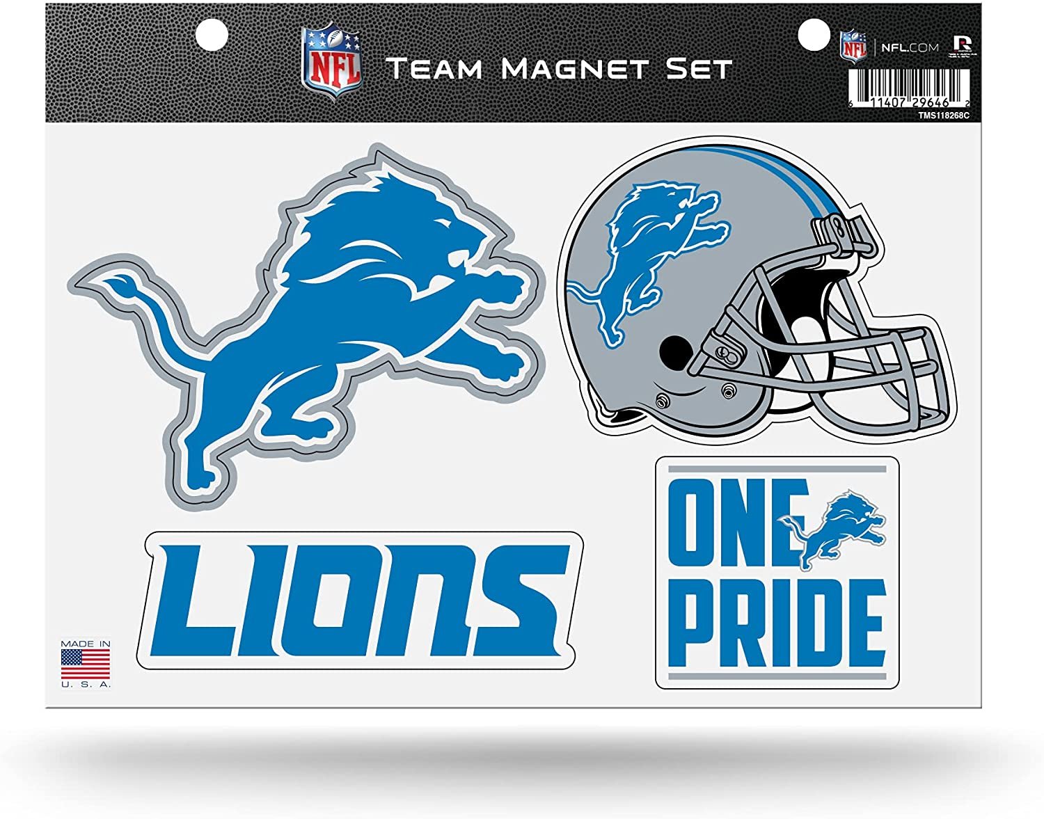 Rico Industries NFL Detroit Lions 8.5" x 11" Team Magnet Set for Car, Refrigerator, Fridge, Locker, Office Cabinet