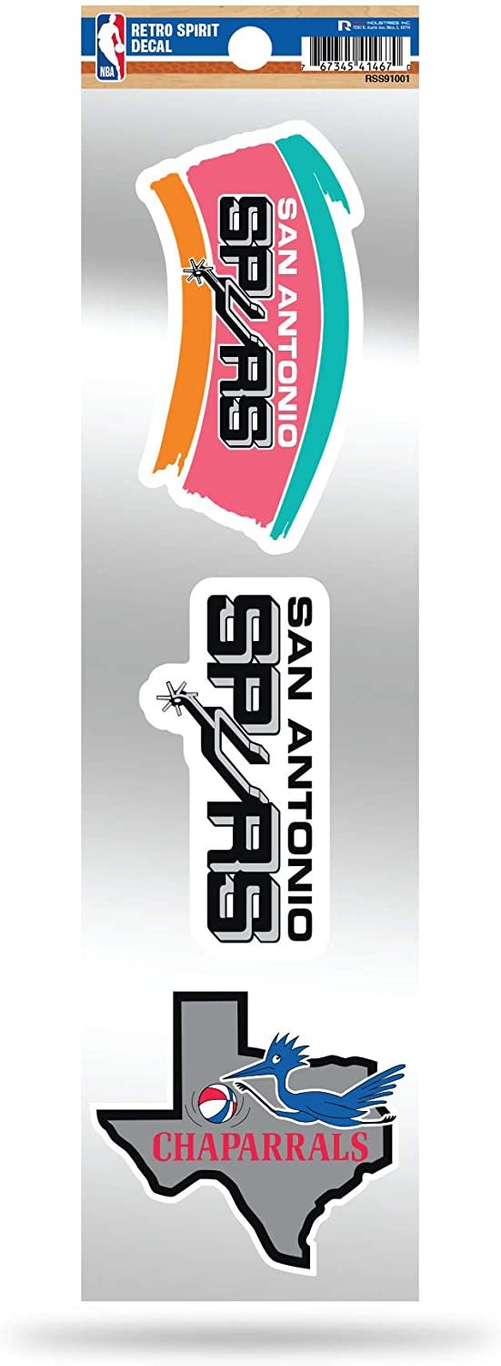 San Antonio Spurs 3-Piece Retro Spirit Decal Sticker Sheet, Team Color, Size of Individual Decals Will Vary 1