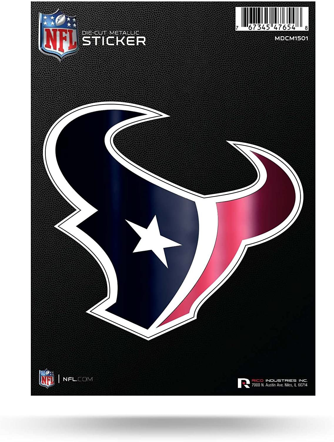 Houston Texans 5 Inch Die Cut Flat Vinyl Decal Sticker Chrome Metallic Shimmer Design Adhesive Backing