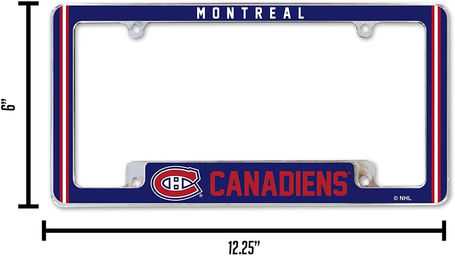 Montreal Canadiens Metal License Plate Frame Chrome Tag Cover Alternate Design 6x12 Inch 5