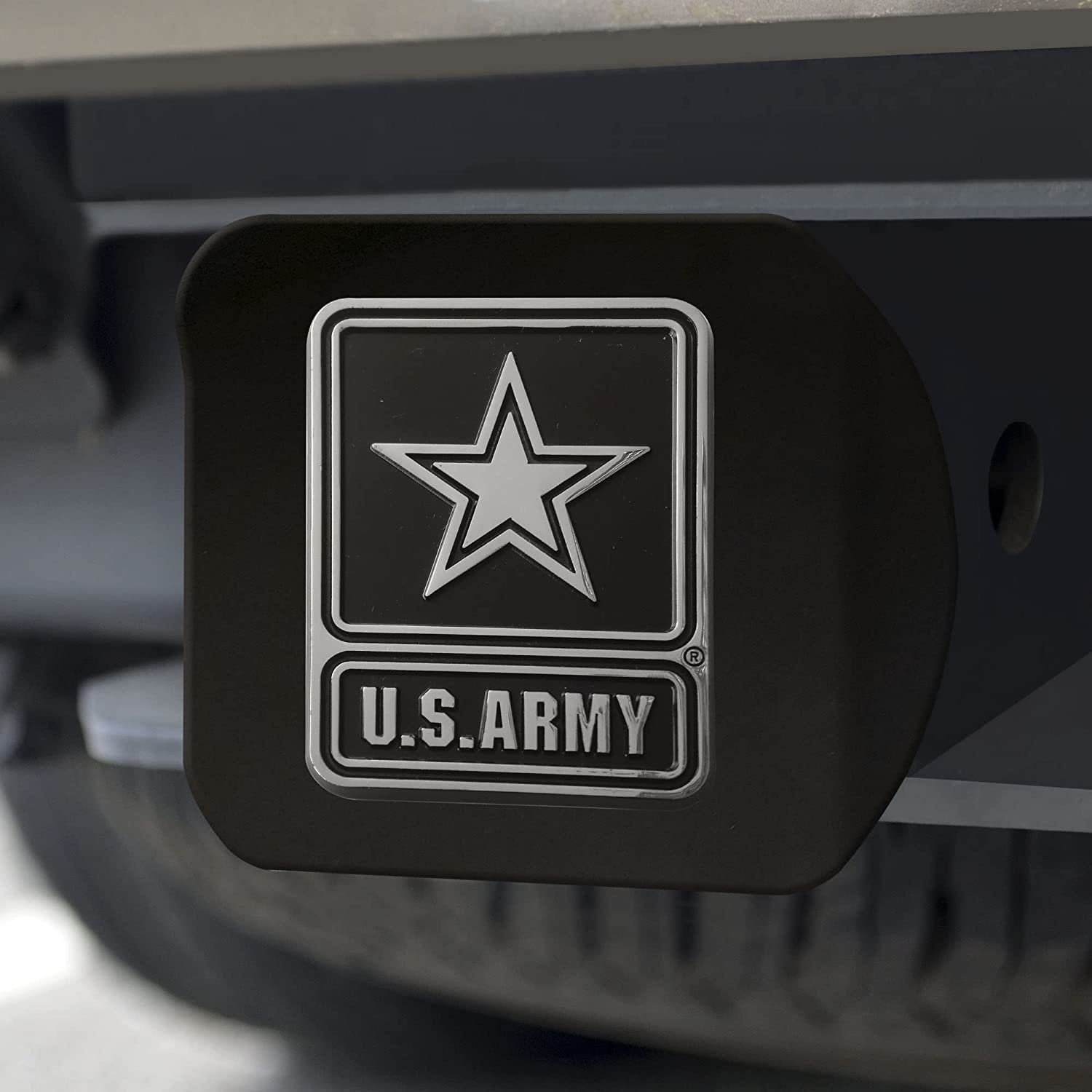United States Army Solid Metal Hitch Cover, Black, 2" Square Type III Hitch Cover Military
