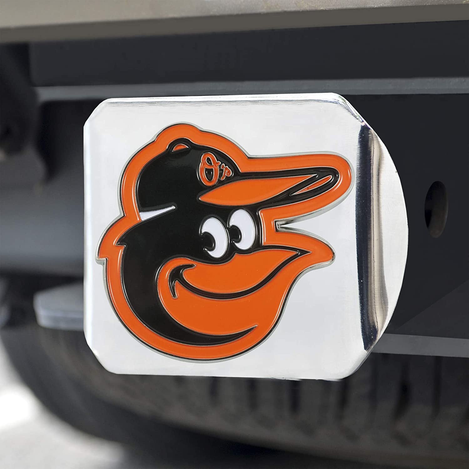 Baltimore Orioles Hitch Cover Solid Metal with Raised Color Metal Emblem 2" Square Type III